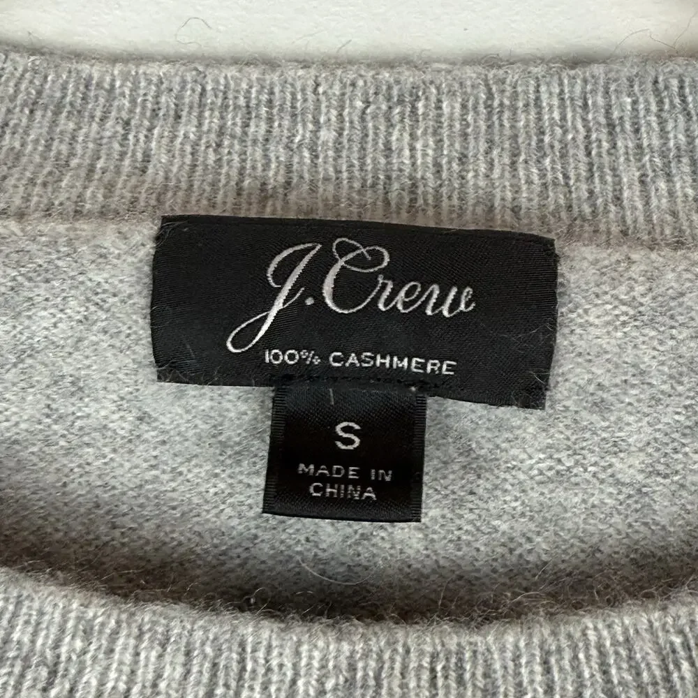 J.Crew 100% Cashmere Sweater Womens Small Gray Classic Crewneck Quiet Luxury - Picture 3 of 6